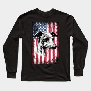 Patriotic Greyhound American Flag Long Sleeve T-Shirt